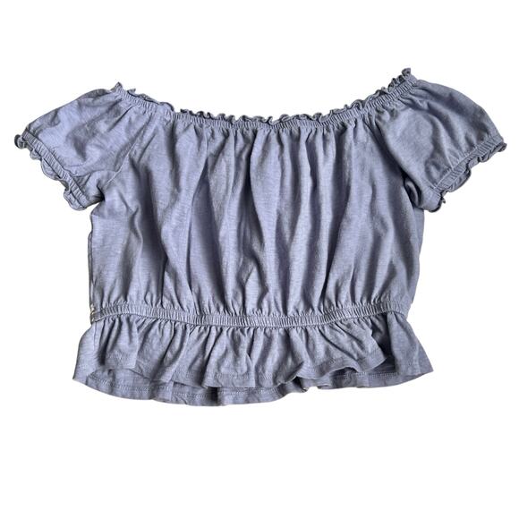 American Eagle Off Shoulder Floral Embroidered Ruffle Crop Top M - Picture 5 of 6